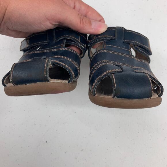 See Kai Run Blue Leather Jude IV Hook Loop Adjustable Fisherman Sandals Shoes - Picture 7 of 10